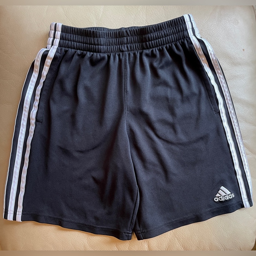 Adidas Athletic Black 3-Stripe Shorts. Size M (10/12)
